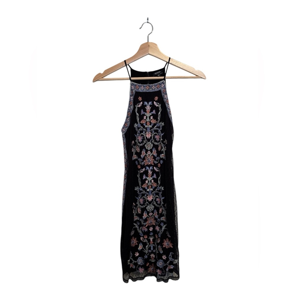 2000’s y2k black lace embroidered mini dress